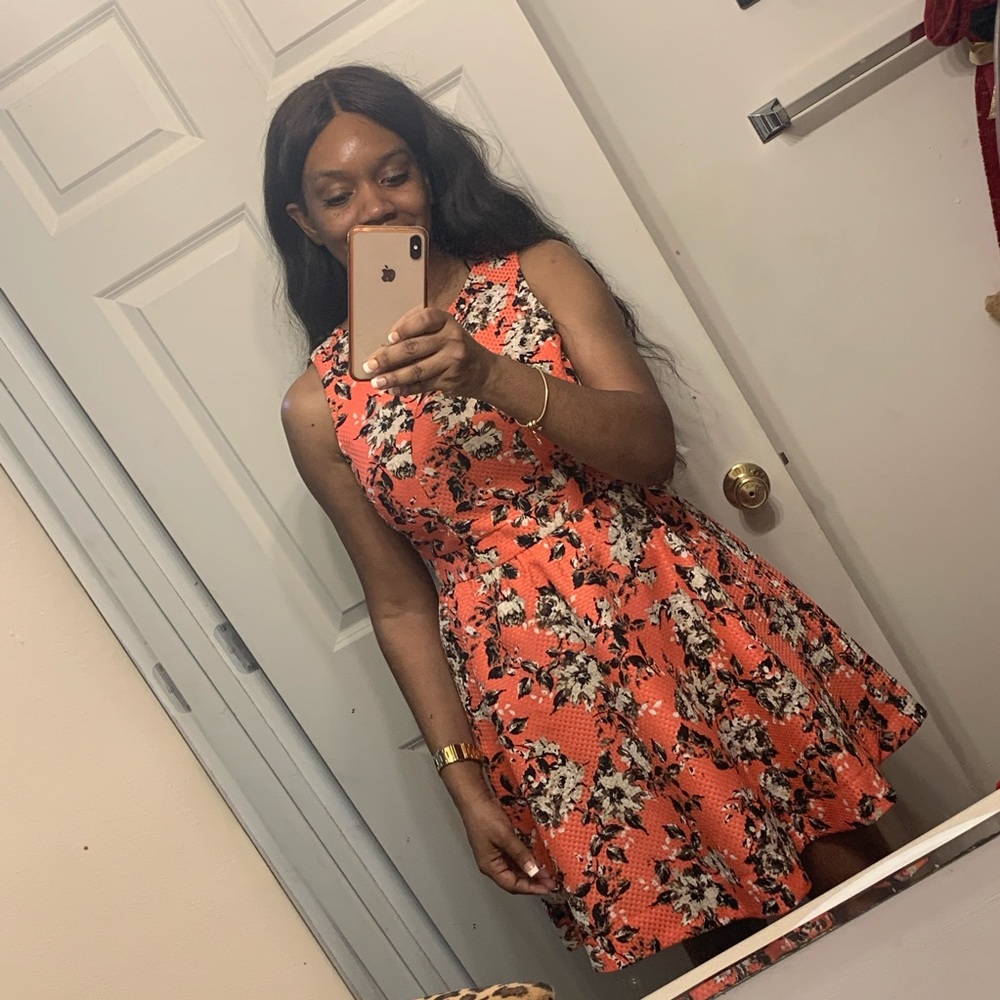 Coral floral dress